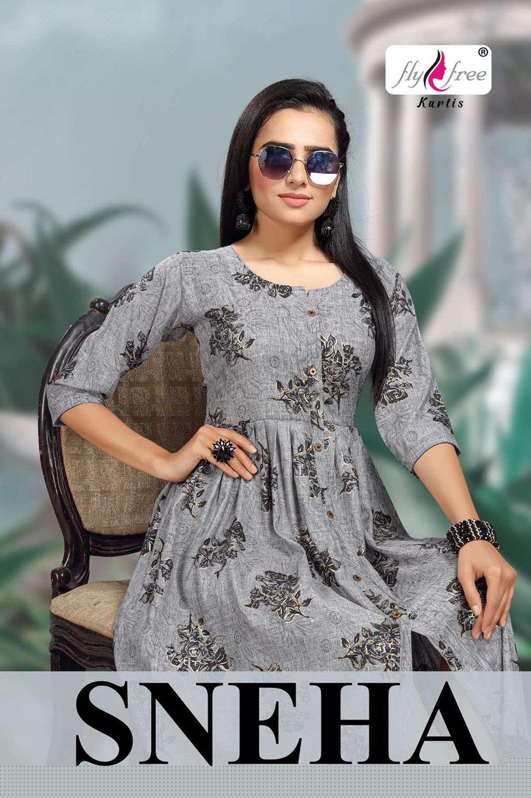 SNEHA BY FLY FREE 1001 TO 1007 SERIES DESIGNER STYLISH FANCY COLORFUL BEAUTIFUL PARTY WEAR & ETHNIC WEAR COLLECTION RAYON FOIL PRINT KURTIS AT WHOLESALE PRICE