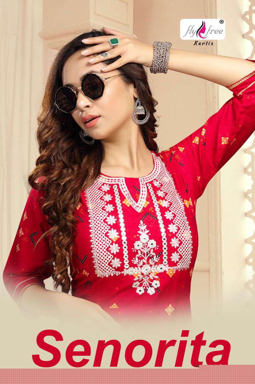 SENORITA BY FLY FREE 1001 TO 1008 SERIES DESIGNER STYLISH FANCY COLORFUL BEAUTIFUL PARTY WEAR & ETHNIC WEAR COLLECTION COTTON PRINT KURTIS AT WHOLESALE PRICE