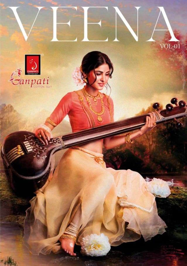 VEENA BY GANPATI COTTON SUIT 108 TO 122 SERIES BEAUTIFUL STYLISH SUITS FANCY COLORFUL CASUAL WEAR & ETHNIC WEAR & READY TO WEAR PURE COTTON DRESSES AT WHOLESALE PRICE