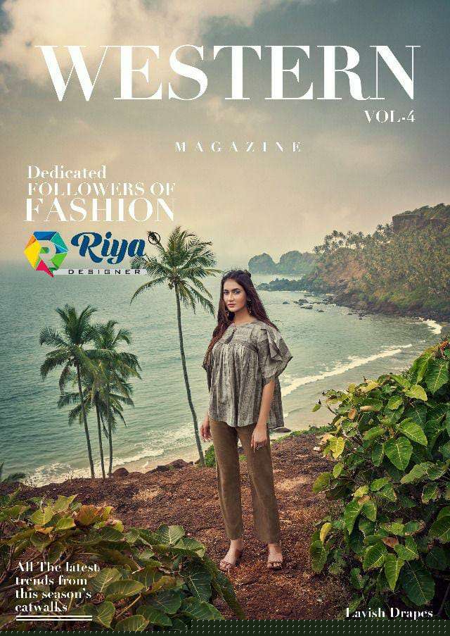 WESTERN VOL-4 BY RIYA DESIGNER 4001 TO 4006 SERIES BEAUTIFUL STYLISH FANCY COLORFUL CASUAL WEAR & ETHNIC WEAR & READY TO WEAR HANDLOOM COTTTON KURTIS WITH BOTTOM AT WHOLESALE PRICE