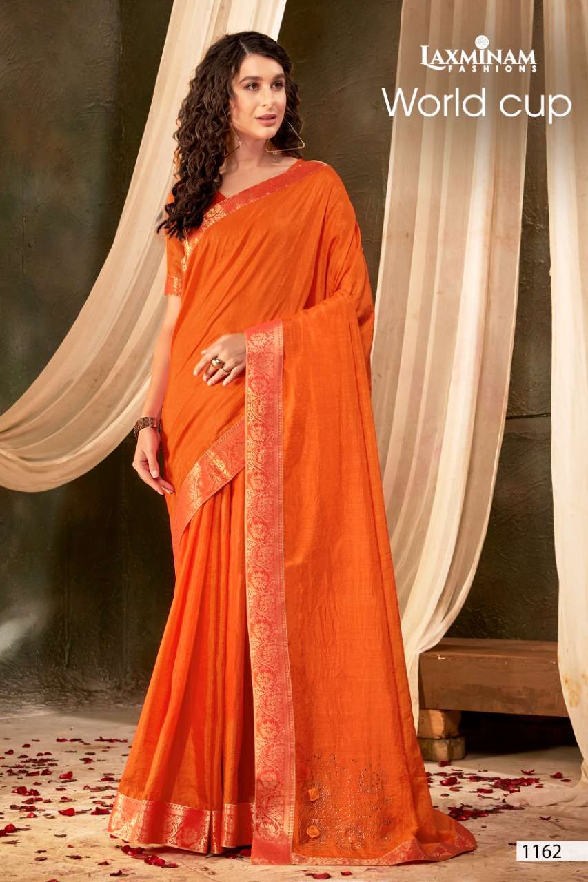 WORLD CUP BY LAXINAM 1161 TO 1168 SERIES INDIAN TRADITIONAL WEAR COLLECTION BEAUTIFUL STYLISH FANCY COLORFUL PARTY WEAR & OCCASIONAL WEAR FANCY SAREES AT WHOLESALE PRICE