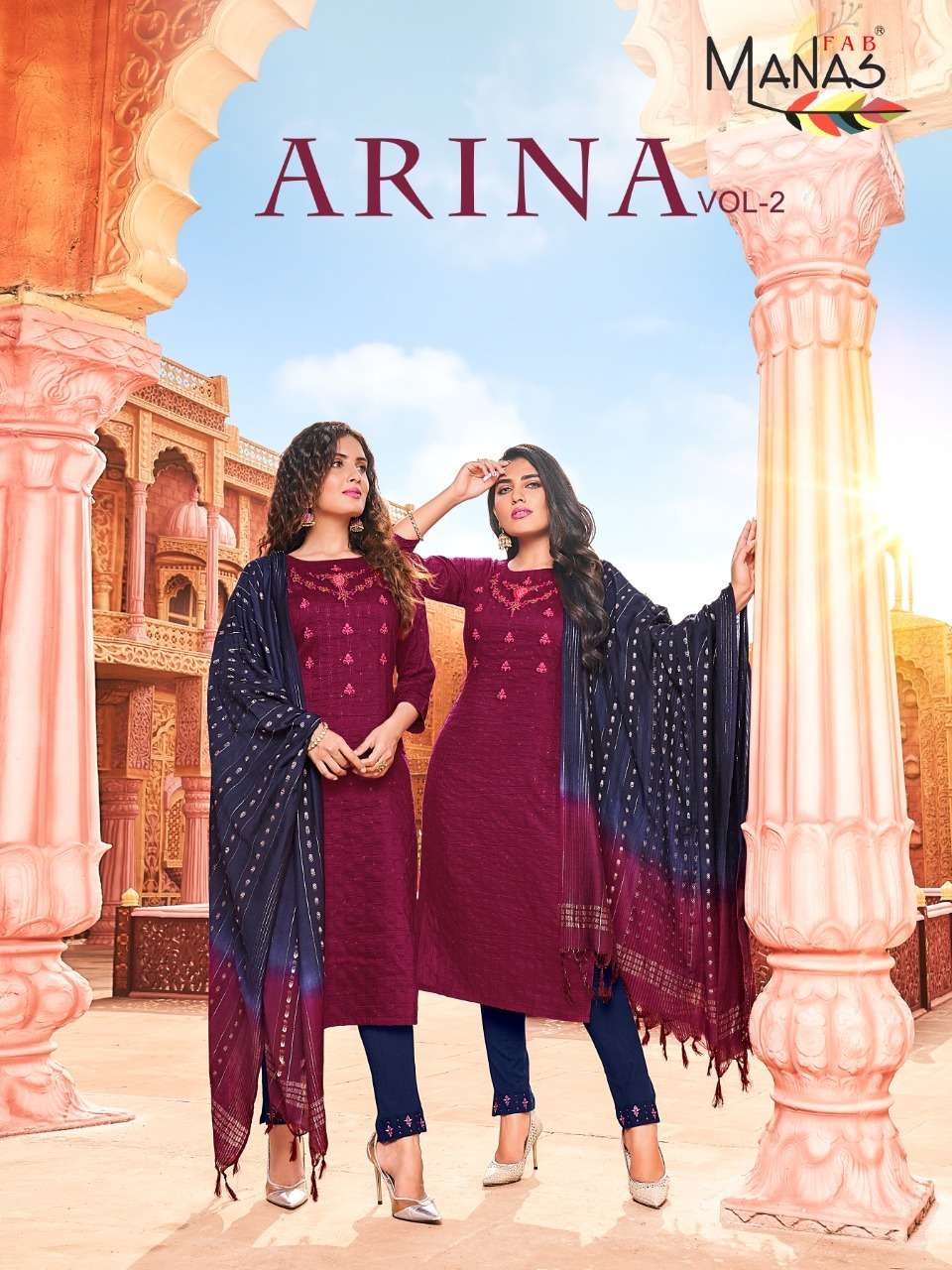 ARINA VOL-2 BY MANAS FAB 6007 TO 6012 SERIES DESIGNER SUITS BEAUTIFUL STYLISH FANCY COLORFUL PARTY WEAR & OCCASIONAL WEAR FANCY DRESSES AT WHOLESALE PRICE