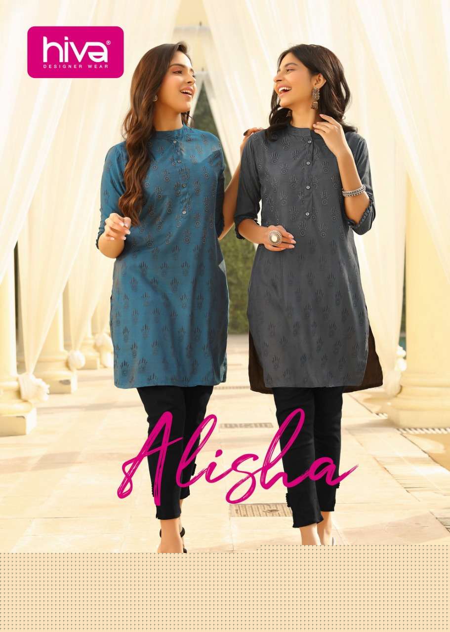 ALISHA BY HIVA 101 TO 106 SERIES DESIGNER STYLISH FANCY COLORFUL BEAUTIFUL PARTY WEAR & ETHNIC WEAR COLLECTION SILK KURTIS AT WHOLESALE PRICE