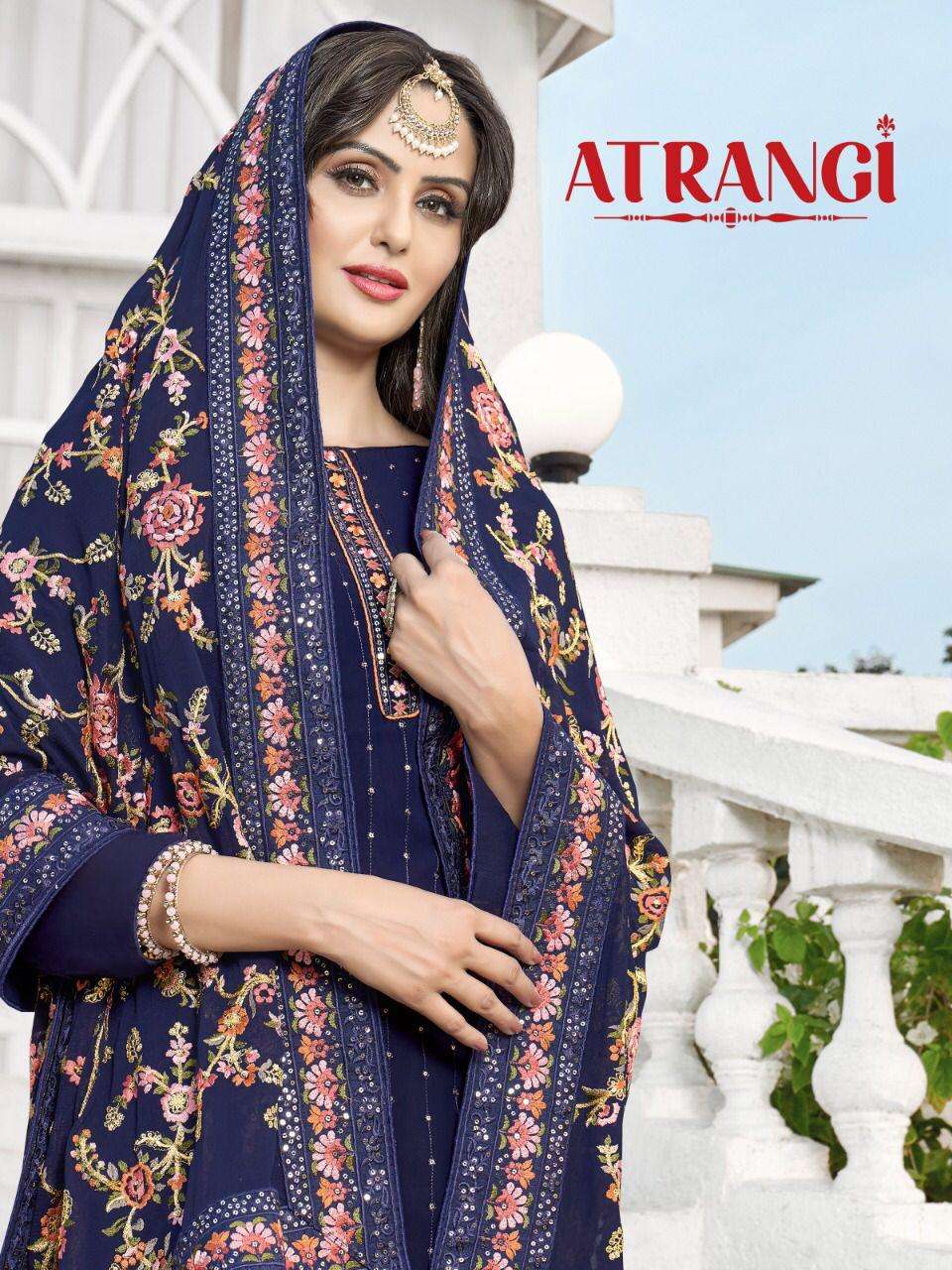 ATRANGI BY A M CREATION 4001 TO 4004 SERIES BEAUTIFUL STYLISH SHARARA SUITS FANCY COLORFUL CASUAL WEAR & ETHNIC WEAR & READY TO WEAR HEAVY GEORGETTE DRESSES AT WHOLESALE PRICE