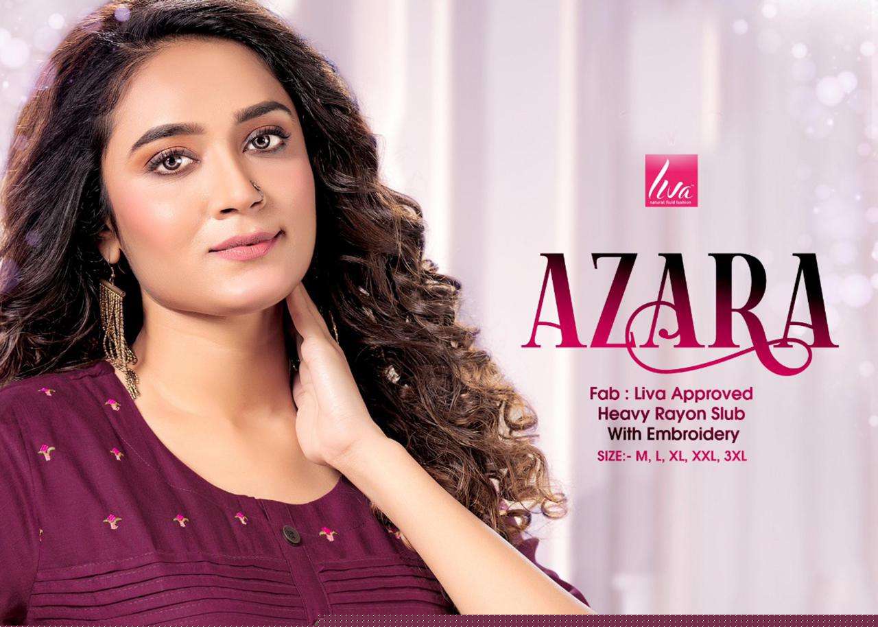 AZARA BY LIVA 101 TO 108 SERIES DESIGNER STYLISH FANCY COLORFUL BEAUTIFUL PARTY WEAR & ETHNIC WEAR COLLECTION RAYON SLUB EMBROIDERY KURTIS AT WHOLESALE PRICE
