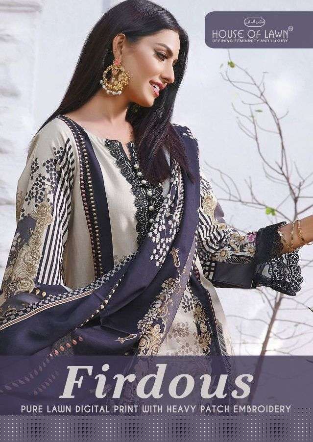 FIRDOUS BY HOUSE OF LAWN 1001 TO 1007 SERIES DESIGNER PAKISTANI SUITS BEAUTIFUL STYLISH FANCY COLORFUL PARTY WEAR & OCCASIONAL WEAR PURE LAWN DRESSES AT WHOLESALE PRICE