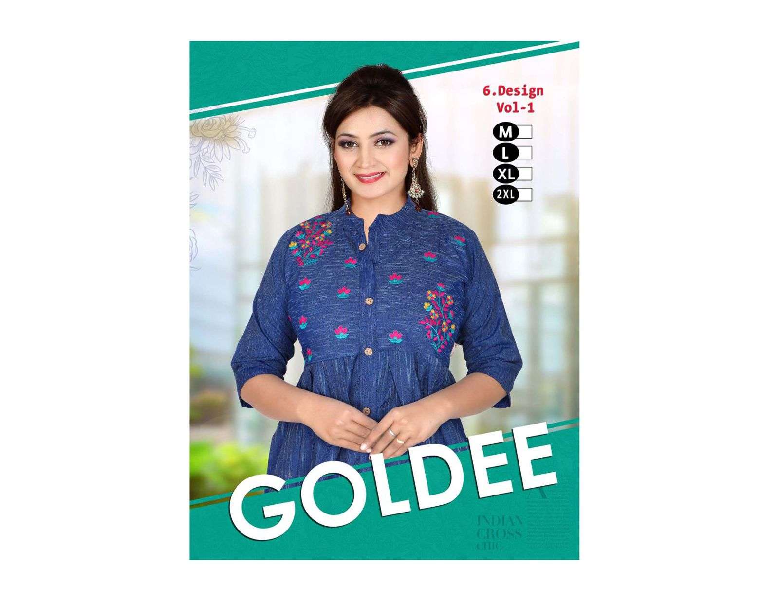 GOLDEE BY TRENDY 01 TO 06 SERIES DESIGNER STYLISH FANCY COLORFUL BEAUTIFUL PARTY WEAR & ETHNIC WEAR COLLECTION COTTON EMBROIDERED KURTIS WITH BOTTOM AT WHOLESALE PRICE