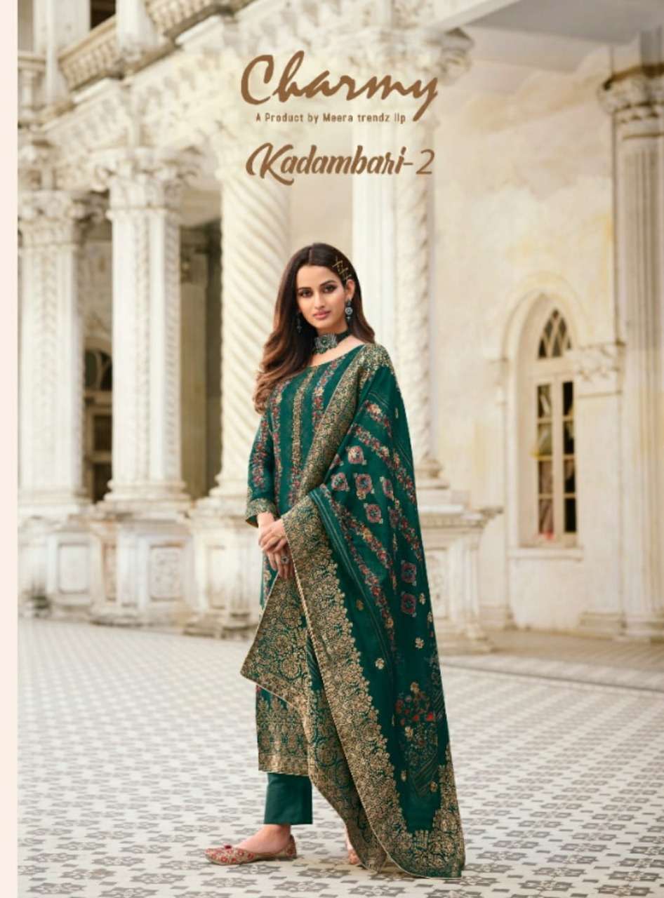 KADAMBARI VOL-2 BY CHARMY 3441 TO 3446 SERIES BEAUTIFUL SUITS COLORFUL STYLISH FANCY CASUAL WEAR & ETHNIC WEAR VISCOSE DOLA JACQUARD PRINT DRESSES AT WHOLESALE PRICE