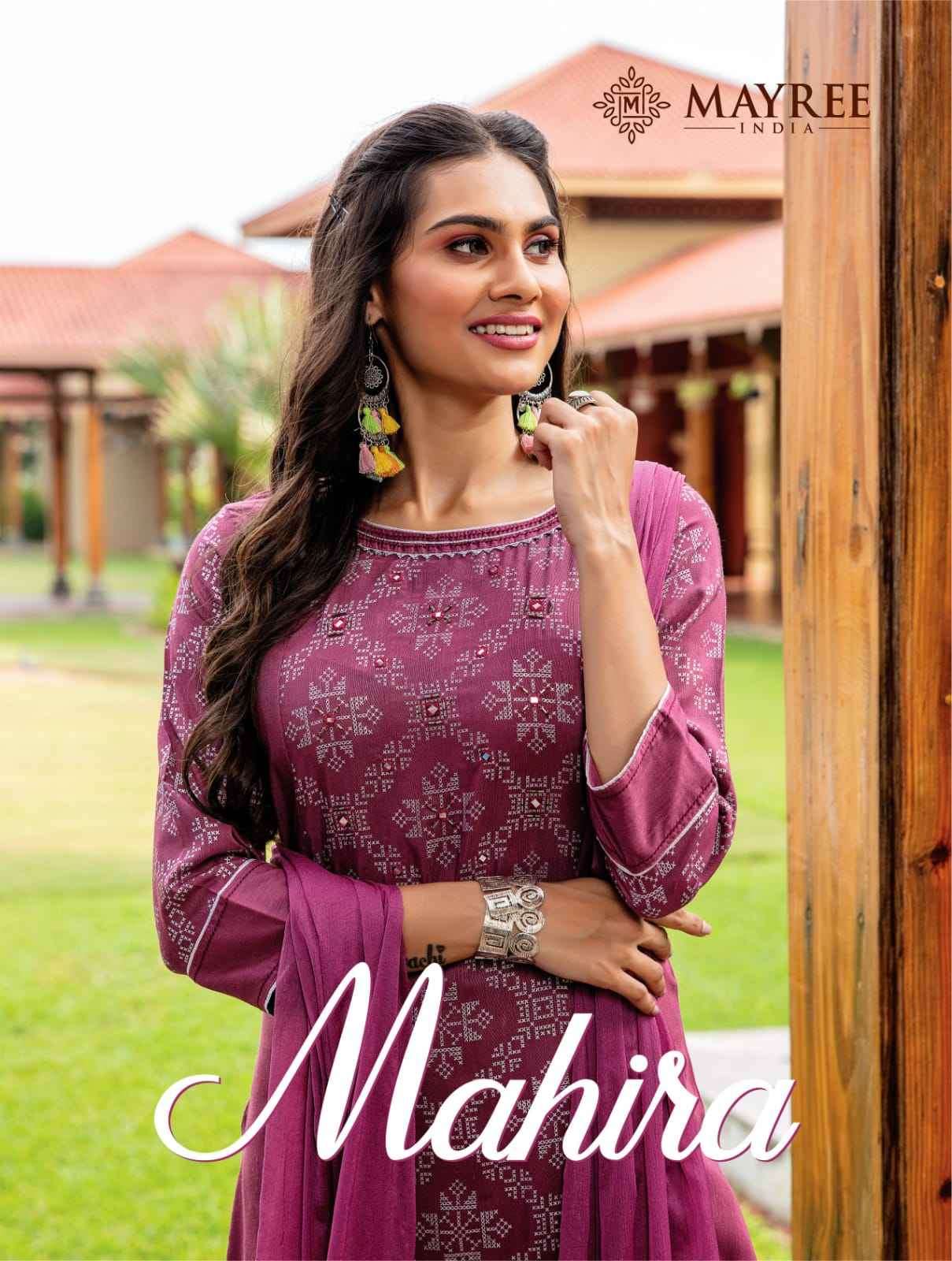 MAHIRA BY MAYREE 1001 TO 1008 SERIES BEAUTIFUL SUITS COLORFUL STYLISH FANCY CASUAL WEAR & ETHNIC WEAR HEAVY RAYON WITH WORK DRESSES AT WHOLESALE PRICE