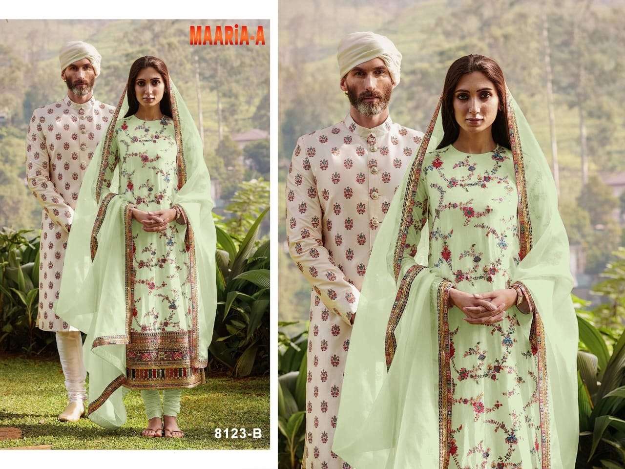 MAARIA.A BY RAZZO EXPORTS 8123-A TO 8123-F SERIES BEAUTIFUL PAKISTANI SUITS COLORFUL STYLISH FANCY CASUAL WEAR & ETHNIC WEAR FAUX GEORGETTE DRESSES AT WHOLESALE PRICE