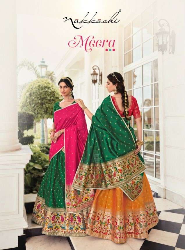 MEERA BY NAKKASHI 4270 TO 4278 SERIES DESIGNER BEAUTIFUL NAVRATRI COLLECTION OCCASIONAL WEAR & PARTY WEAR BANARASI LEHENGAS AT WHOLESALE PRICE