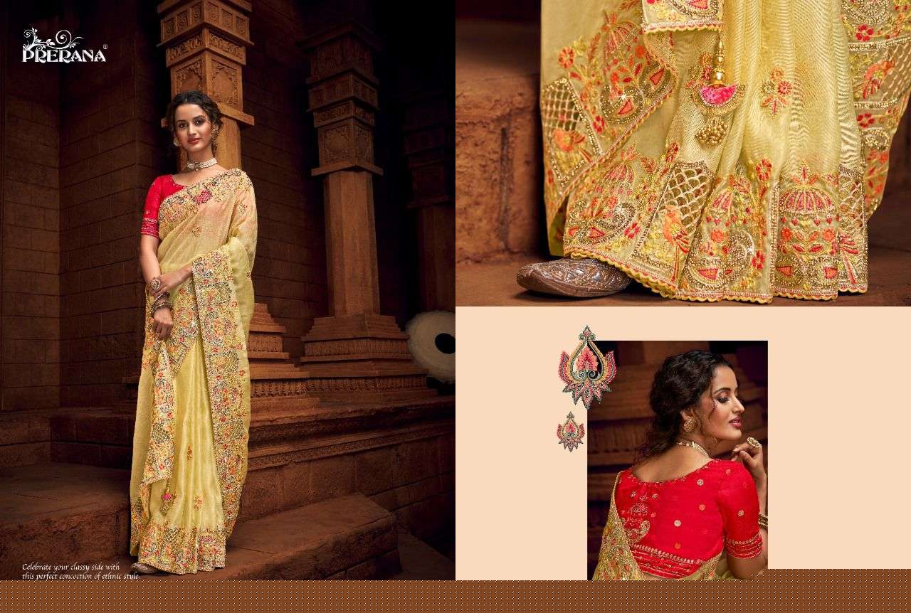 PRERANA 1401 SERIES BY PRERANA 1401 TO 1409 SERIES INDIAN TRADITIONAL WEAR COLLECTION BEAUTIFUL STYLISH FANCY COLORFUL PARTY WEAR & OCCASIONAL WEAR BANARASI SILK SAREES AT WHOLESALE PRICE
