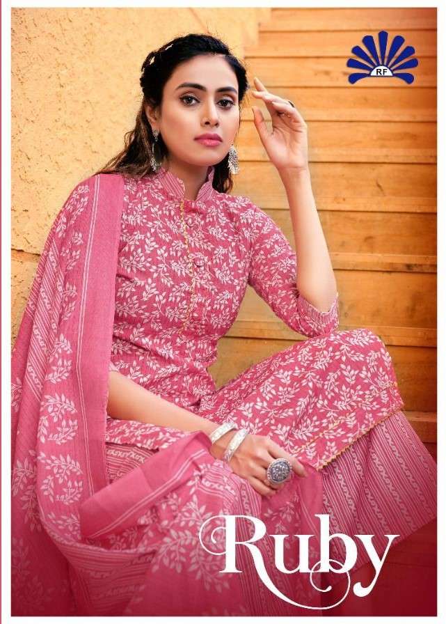RUBY BY RADHA FAB 8001 TO 8010 SERIES BEAUTIFUL STYLISH SUITS FANCY COLORFUL CASUAL WEAR & ETHNIC WEAR & READY TO WEAR HEAVY COTTON PRINTED DRESSES AT WHOLESALE PRICE