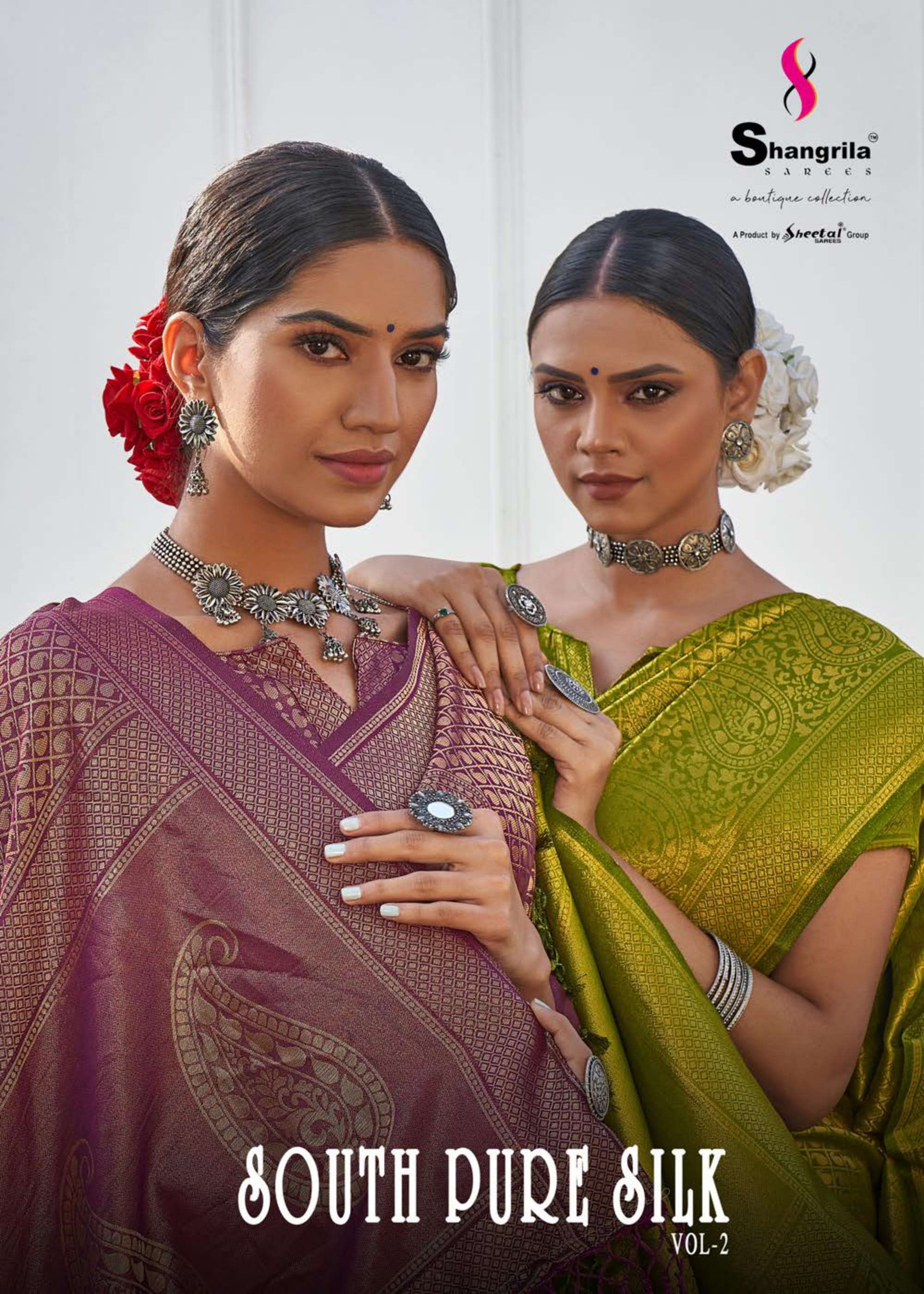 SOUTH PURE SILK VOL-2 BY SHANGRILA A TO F SERIES INDIAN TRADITIONAL WEAR COLLECTION BEAUTIFUL STYLISH FANCY COLORFUL PARTY WEAR & OCCASIONAL WEAR PURE SILK SAREES AT WHOLESALE PRICE