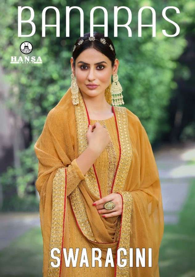 SWARAGINI BY HANSA PRINTS 2201 TO 2206 SERIES BEAUTIFUL SUITS COLORFUL STYLISH FANCY CASUAL WEAR & ETHNIC WEAR PURE BEMBERG GEORGETTE EMBROIDERED DRESSES AT WHOLESALE PRICE