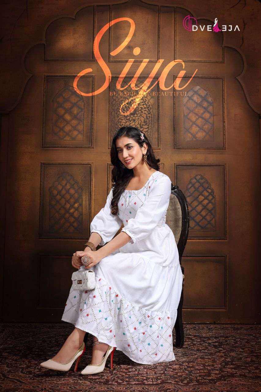SIYA BY DVEEJA 101 TO 108 SERIES DESIGNER STYLISH FANCY COLORFUL BEAUTIFUL PARTY WEAR & ETHNIC WEAR COLLECTION HEAVY RAYON KURTIS AT WHOLESALE PRICE