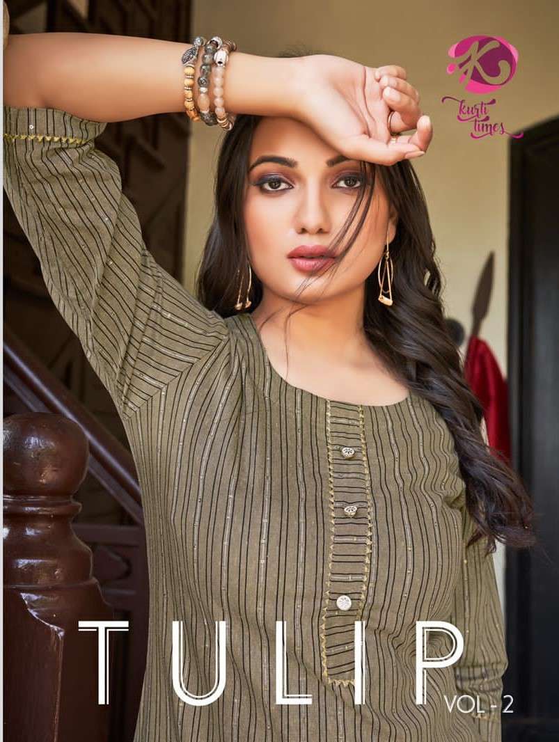 TULIP VOL-2 BY KURTI TIMES 3006 TO 3010 SERIES DESIGNER STYLISH FANCY COLORFUL BEAUTIFUL PARTY WEAR & ETHNIC WEAR COLLECTION COTTON EMBROIDERY KURTIS AT WHOLESALE PRICE