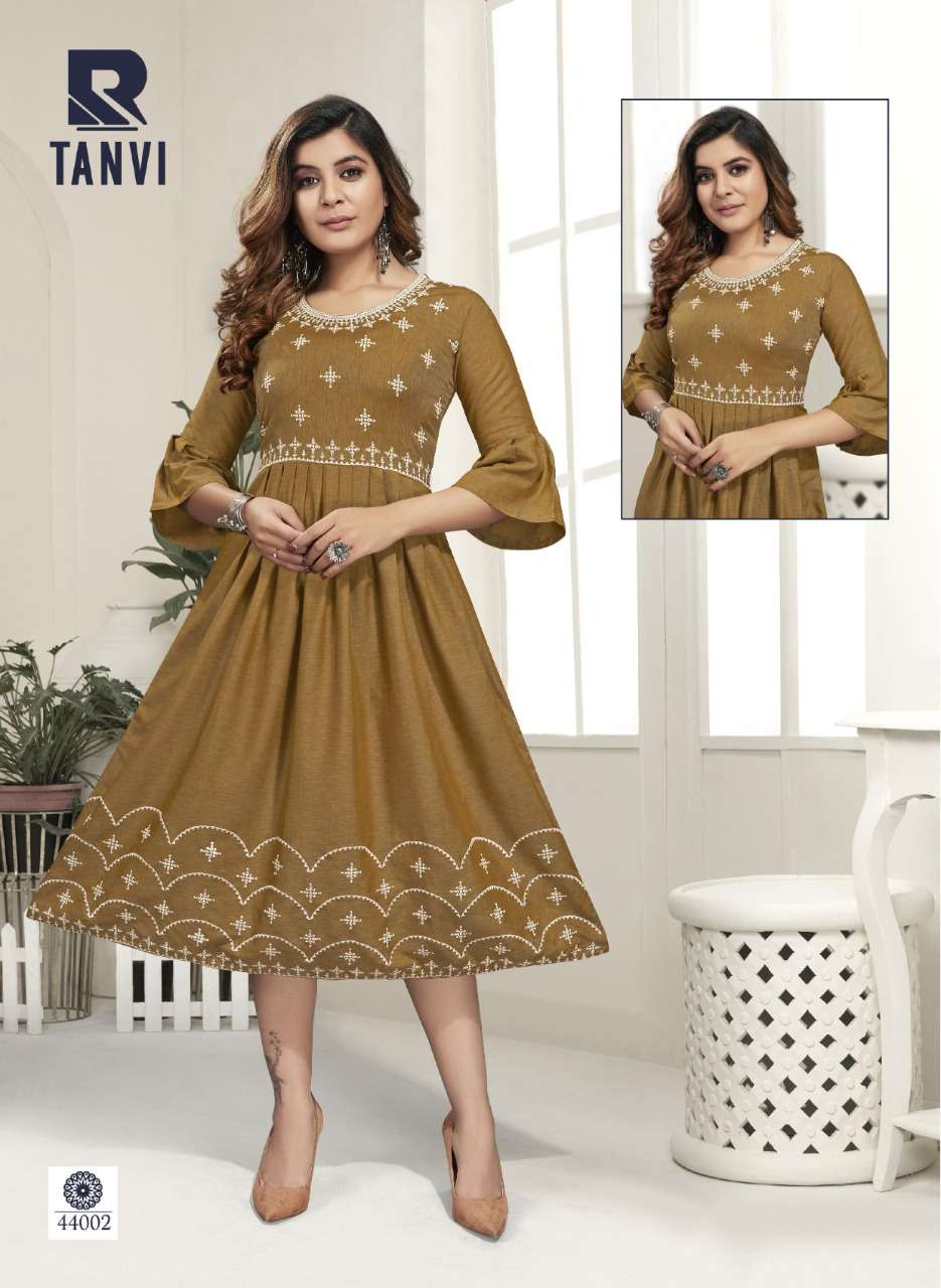 TANVI BY RAASHI 44001 TO 44008 SERIES DESIGNER STYLISH FANCY COLORFUL BEAUTIFUL PARTY WEAR & ETHNIC WEAR COLLECTION RAYON SLUB KURTIS AT WHOLESALE PRICE