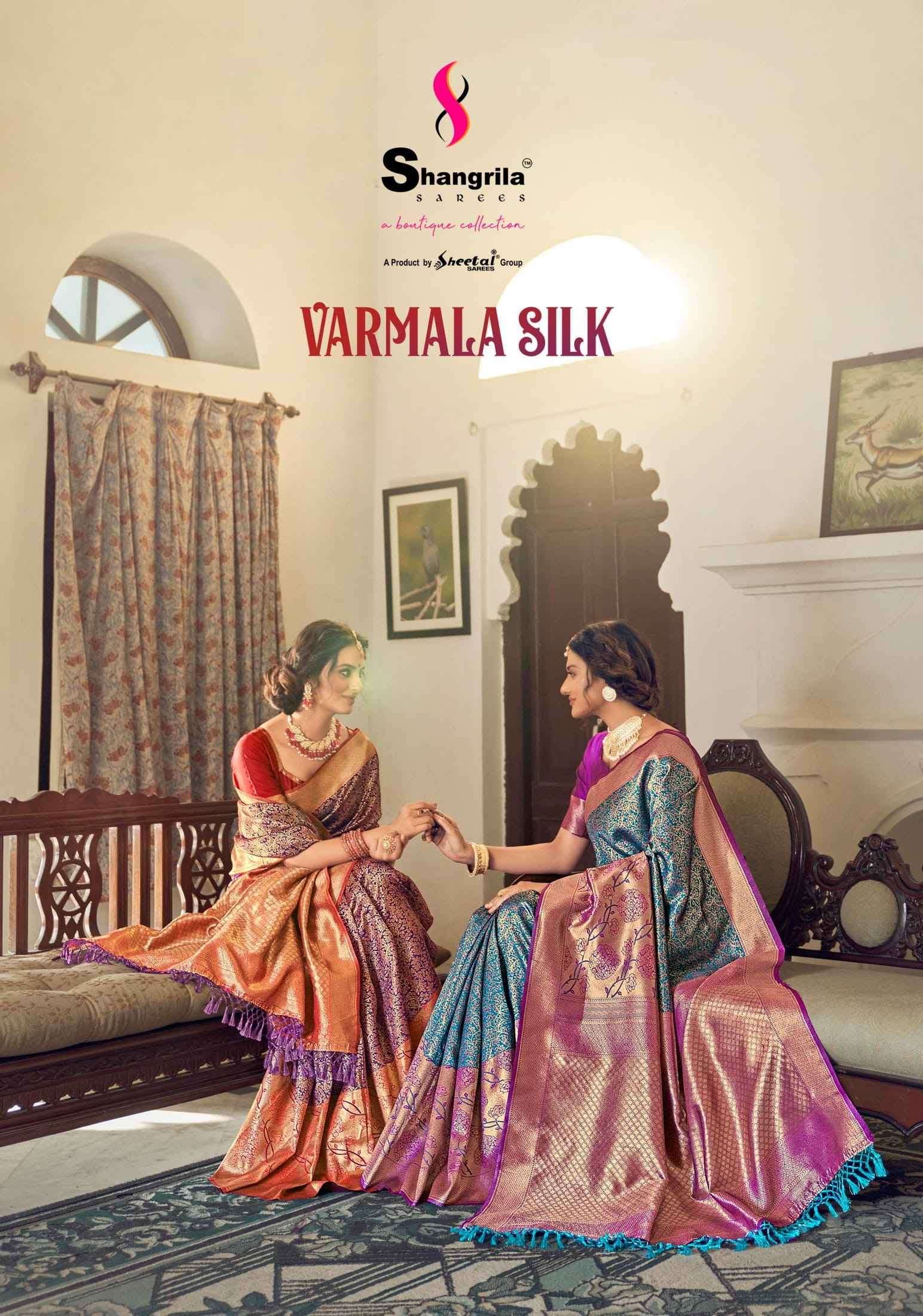 VARMALA SILK BY SHANGRILA A TO F SERIES INDIAN TRADITIONAL WEAR COLLECTION BEAUTIFUL STYLISH FANCY COLORFUL PARTY WEAR & OCCASIONAL WEAR PURE SILK SAREES AT WHOLESALE PRICE