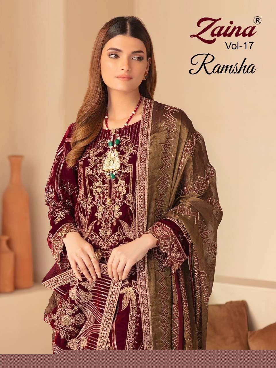 ZAINA VOL-17 BY PRIYAM 1063 TO 1066 SERIES DESIGNER PAKISTANI SUITS BEAUTIFUL STYLISH FANCY COLORFUL PARTY WEAR & OCCASIONAL WEAR FAUX GEORGETTE DRESSES AT WHOLESALE PRICE