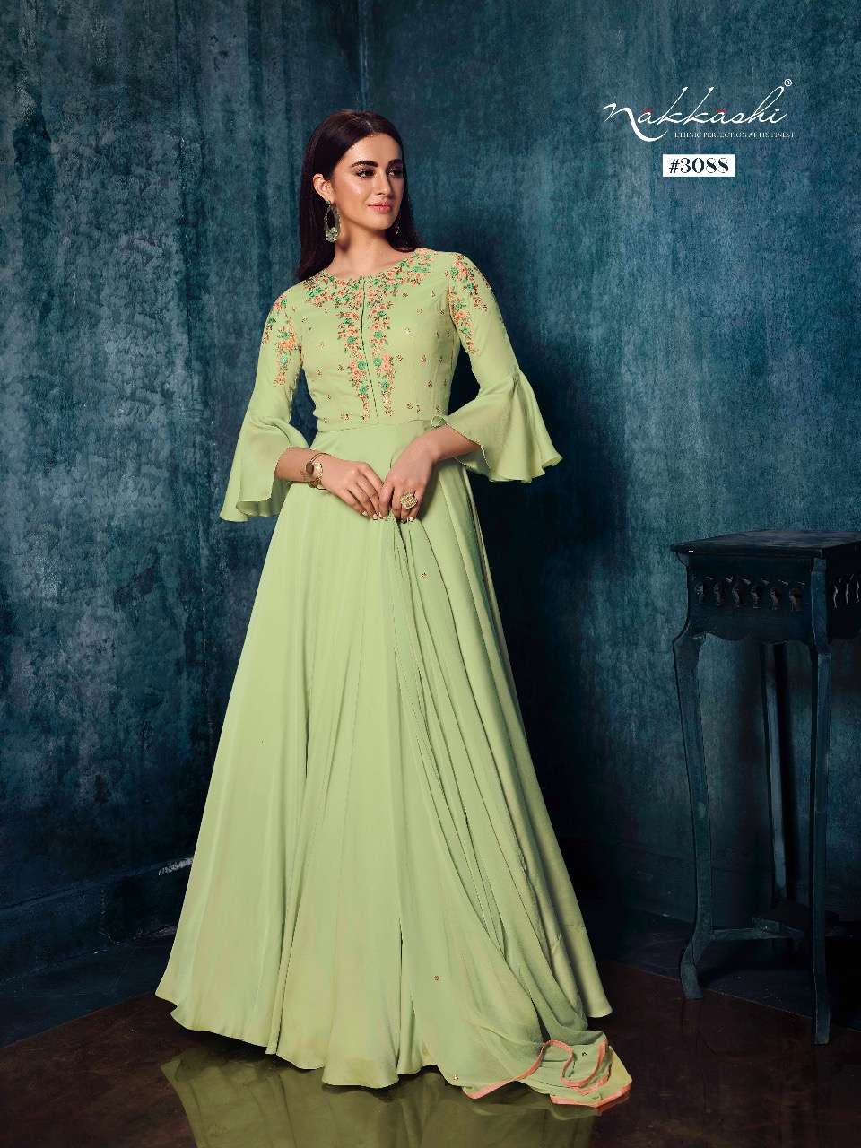 BREEZE BY NAKKASHI 3087 TO 3093 SERIES BEAUTIFUL STYLISH FANCY COLORFUL CASUAL WEAR & ETHNIC WEAR MODAL SATIN GOWNS WITH DUPATTA AT WHOLESALE PRICE