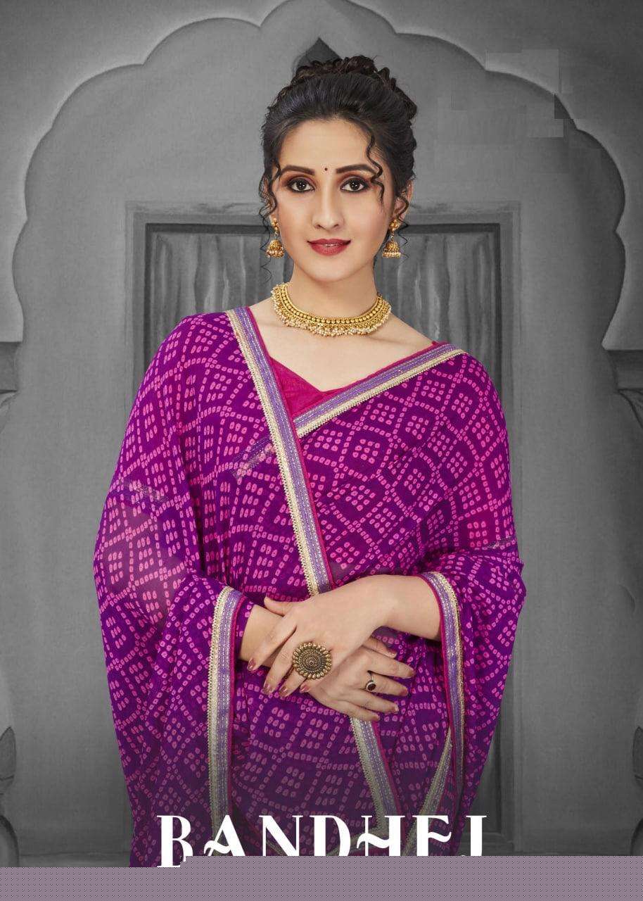 BANDHEJ BY SHREE MATARAM 1001 TO 1006 SERIES INDIAN TRADITIONAL WEAR COLLECTION BEAUTIFUL STYLISH FANCY COLORFUL PARTY WEAR & OCCASIONAL WEAR GEORGETTE SAREES AT WHOLESALE PRICE
