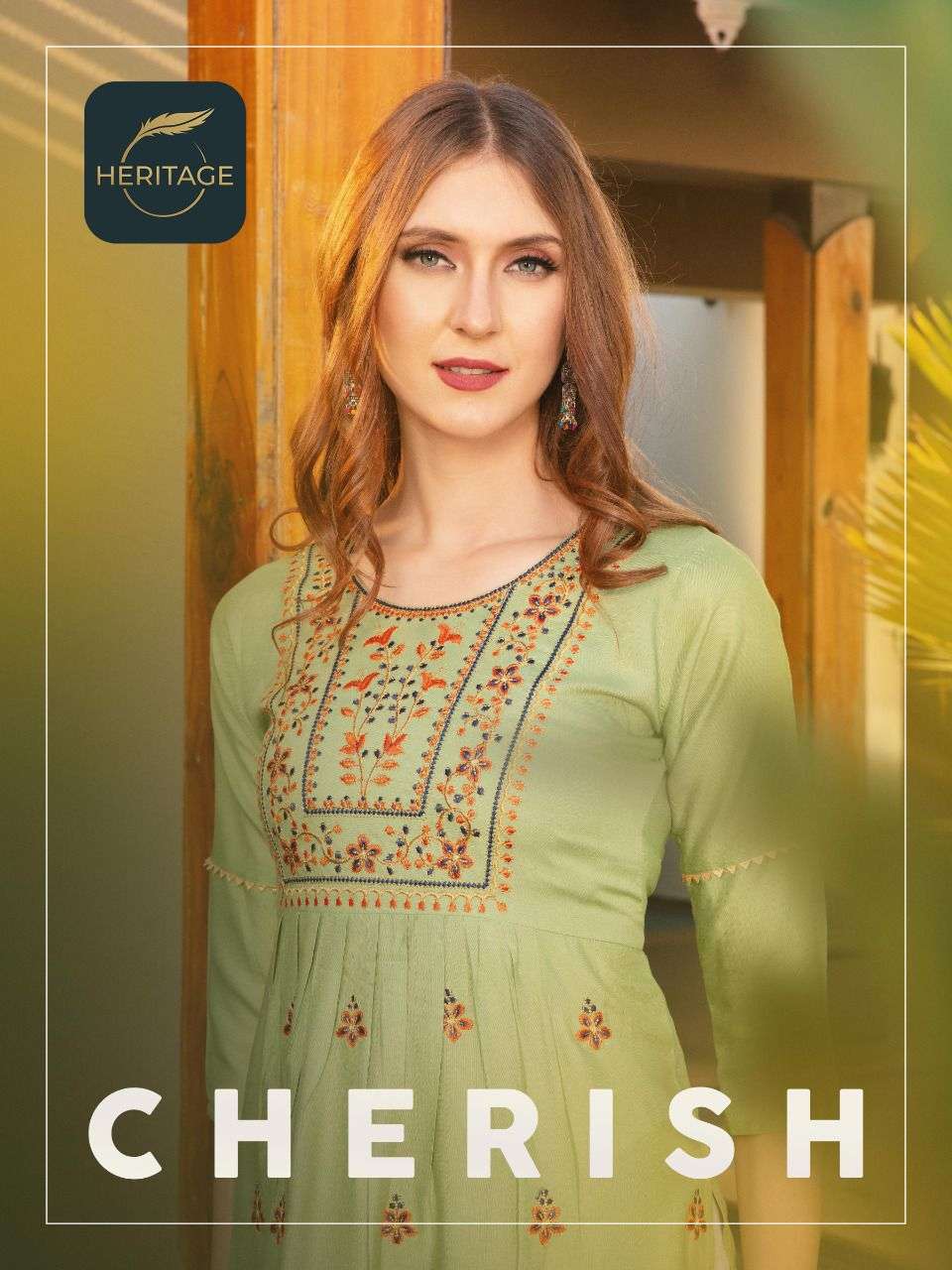 CHERISH BY HERITAGE 01 TO 08 SERIES DESIGNER STYLISH FANCY COLORFUL BEAUTIFUL PARTY WEAR & ETHNIC WEAR COLLECTION RAYON EMBROIDERY KURTIS AT WHOLESALE PRICE