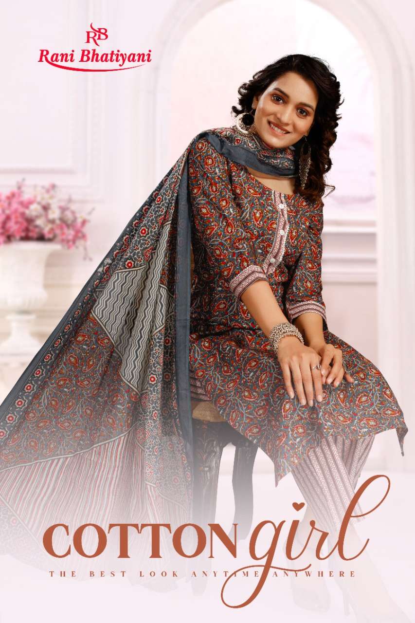 COTTON GIRL BY RANI BHATIYANI 101 TO 106 SERIES BEAUTIFUL SUITS COLORFUL STYLISH FANCY CASUAL WEAR & ETHNIC WEAR CAMBRIC PRINT DRESSES AT WHOLESALE PRICE