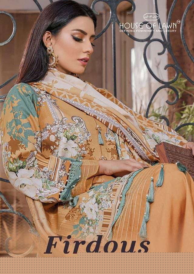 FIRDOUS VOL-2 BY HOUSE OF LAWN 1101 TO 1107 SERIES DESIGNER PAKISTANI SUITS BEAUTIFUL STYLISH FANCY COLORFUL PARTY WEAR & OCCASIONAL WEAR PURE LAWN DRESSES AT WHOLESALE PRICE