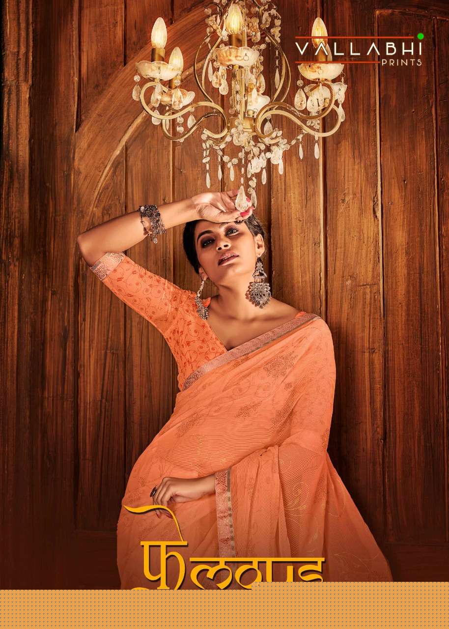 FAMOUS VOL-2 BY VALLABHI PRINTS 30240 TO 30247 SERIES INDIAN TRADITIONAL WEAR COLLECTION BEAUTIFUL STYLISH FANCY COLORFUL PARTY WEAR & OCCASIONAL WEAR CHIFFON SAREES AT WHOLESALE PRICE