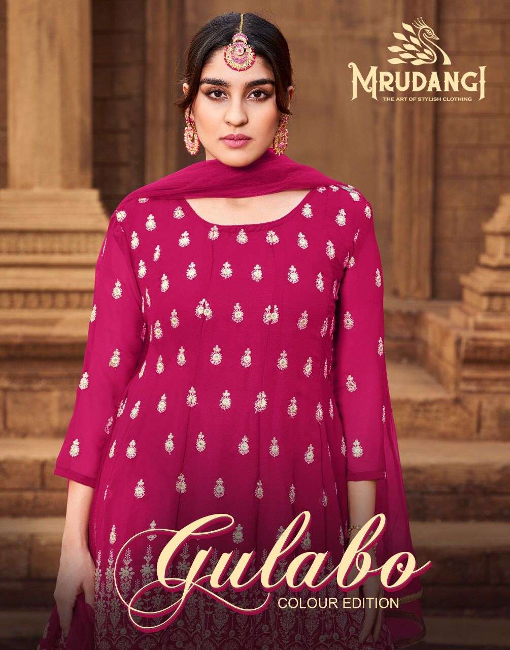 Gulabo Colour Edition Vol-2 By Mrudangi 2013-A To 2013-D Series Beautiful Stylish Sharara Suits Fancy Colorful Casual Wear & Ethnic Wear & Ready To Wear Heavy Georgette Embroidered Dresses At Wholesale Price