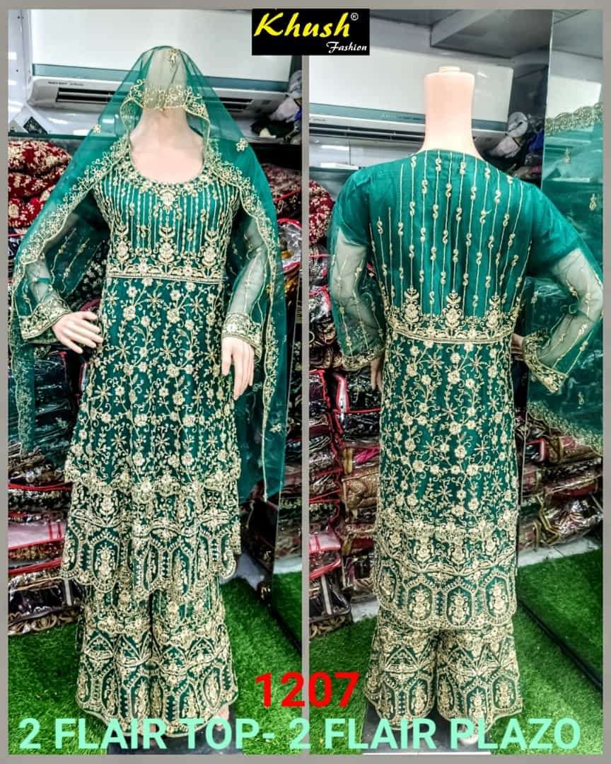 KHUSH 1207 COLOURS BY KHUSH FASHION 1207-A TO 1207-D SERIES BEAUTIFUL SUITS STYLISH COLORFUL FANCY CASUAL WEAR & ETHNIC WEAR NET EMBROIDERED DRESSES AT WHOLESALE PRICE