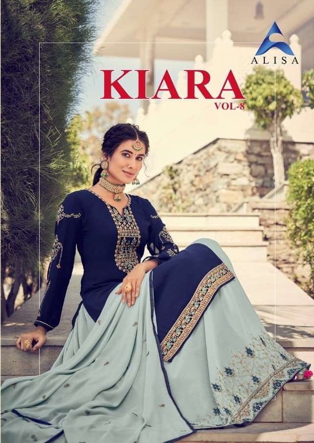 KIARA VOL-8 BY ALISA 7301 TO 7306 SERIES BEAUTIFUL SUITS COLORFUL STYLISH FANCY CASUAL WEAR & ETHNIC WEAR PURE FAUX GEORGETTE DRESSES AT WHOLESALE PRICE
