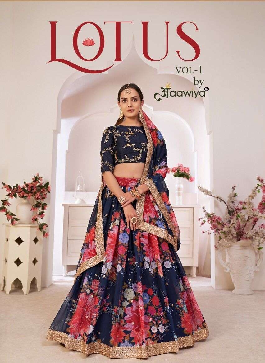 Lotus Vol-1 By Aawiya 6001 To 6009 Series Designer Beautiful Navratri Collection Occasional Wear & Party Wear Georgette Digital Print Lehengas At Wholesale Price