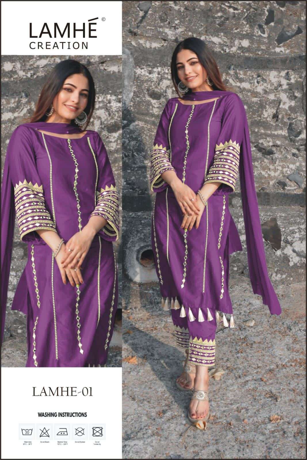 LAMHE VOL-1 NX BY LAMHE CREATION 01-A TO 01-C SERIES DESIGNER PAKISTANI SUITS BEAUTIFUL STYLISH FANCY COLORFUL PARTY WEAR & OCCASIONAL WEAR JAM COTTON EMBROIDERED DRESSES AT WHOLESALE PRICE