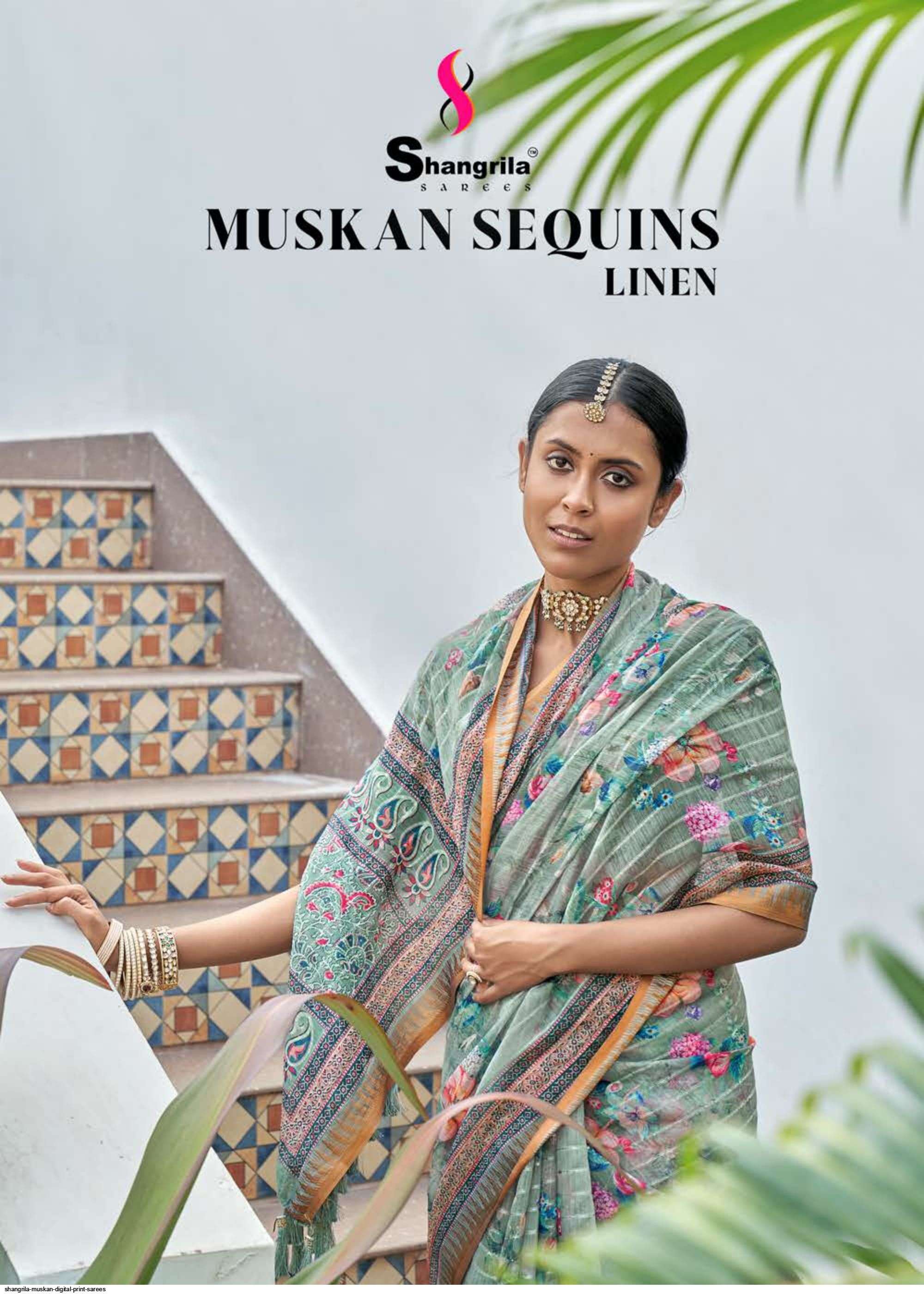 MUSKAN SEQUINS BY SHANGRILA 70571 TO 70578 SERIES INDIAN TRADITIONAL WEAR COLLECTION BEAUTIFUL STYLISH FANCY COLORFUL PARTY WEAR & OCCASIONAL WEAR FANCY SAREES AT WHOLESALE PRICE