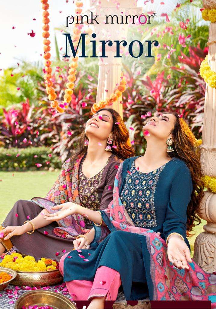 MIRROR BY PINK MIRROR 1001 TO 1006 SERIES BEAUTIFUL SUITS COLORFUL STYLISH FANCY CASUAL WEAR & ETHNIC WEAR VISCOSE EMBROIDERED DRESSES AT WHOLESALE PRICE