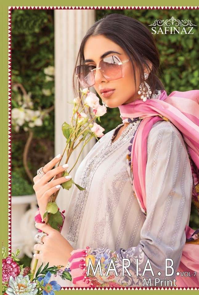 MARIA.B. VOL-7 BY SAFINAZ PAKISTANI WEAR COLLECTION BEAUTIFUL STYLISH FANCY COLORFUL PARTY WEAR & OCCASIONAL WEAR PURE COTTON LAWN WITH EMBROIDERED DRESSES AT WHOLESALE PRICE