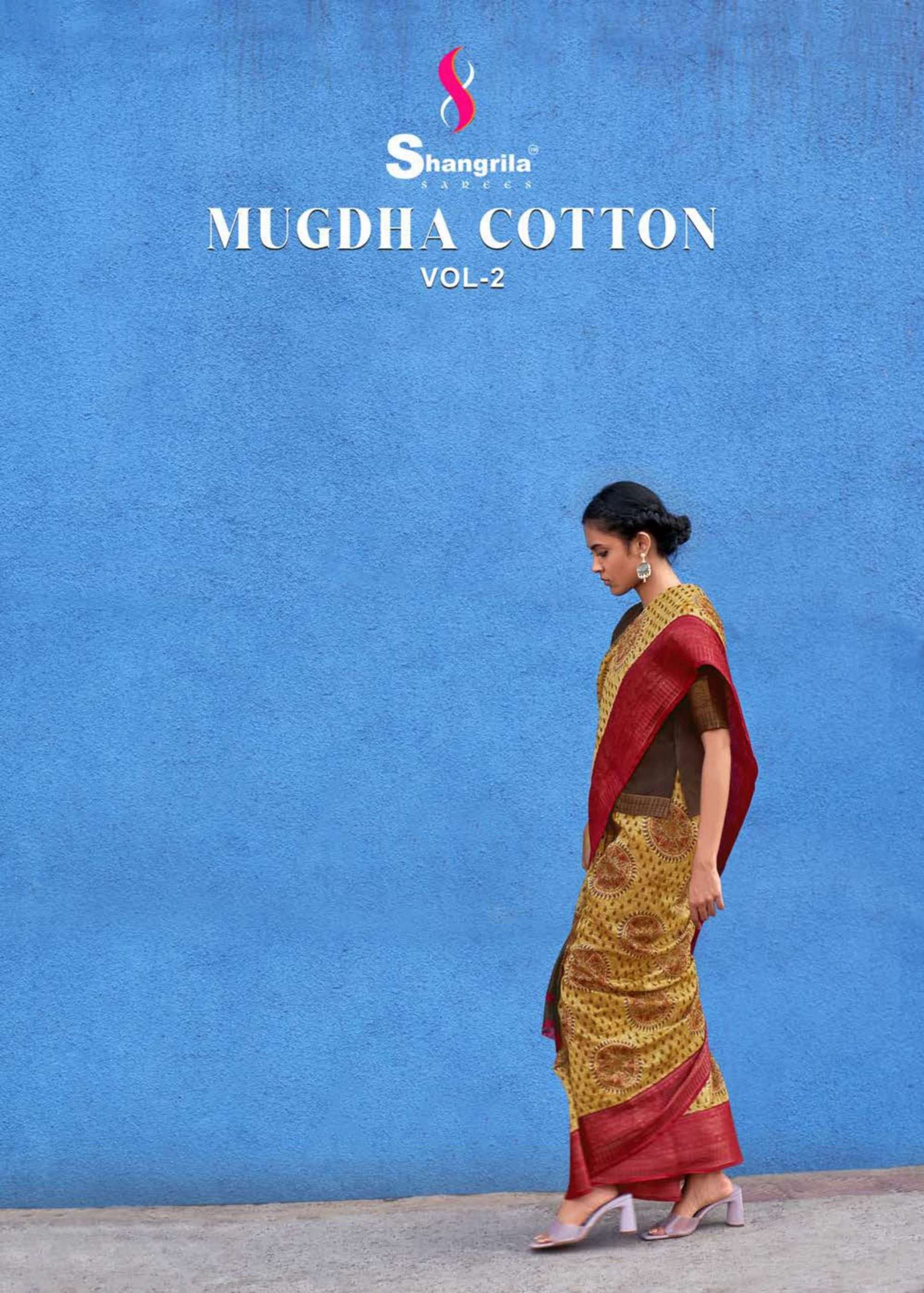 MUGDHA COTTON VOL-2 BY SHANGRILA 70571 TO 70582 SERIES INDIAN TRADITIONAL WEAR COLLECTION BEAUTIFUL STYLISH FANCY COLORFUL PARTY WEAR & OCCASIONAL WEAR COTTON PRINT SAREES AT WHOLESALE PRICE