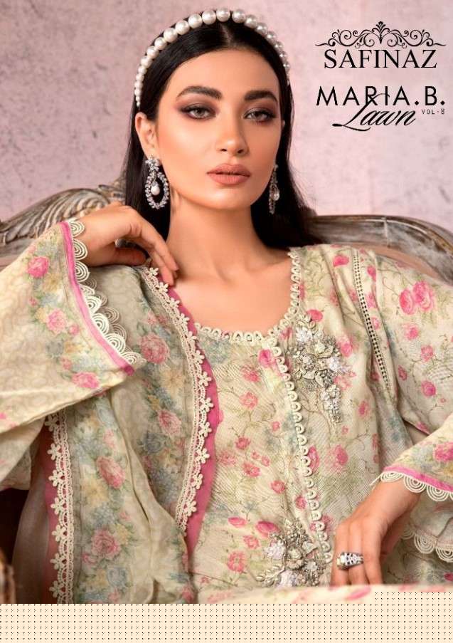 MARIA.B. VOL-8 BY SAFINAZ 1213 TO 1216 SERIES PAKISTANI WEAR COLLECTION BEAUTIFUL STYLISH FANCY COLORFUL PARTY WEAR & OCCASIONAL WEAR PURE COTTON LAWN WITH EMBROIDERED DRESSES AT WHOLESALE PRICE