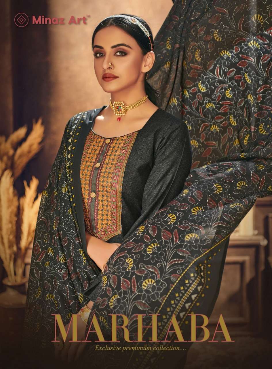 MARHABA BY MINAZ ART 1001 TO 1008 SERIES BEAUTIFUL STYLISH SUITS FANCY COLORFUL CASUAL WEAR & ETHNIC WEAR & READY TO WEAR LAWN COTTON PRINTED DRESSES AT WHOLESALE PRICE