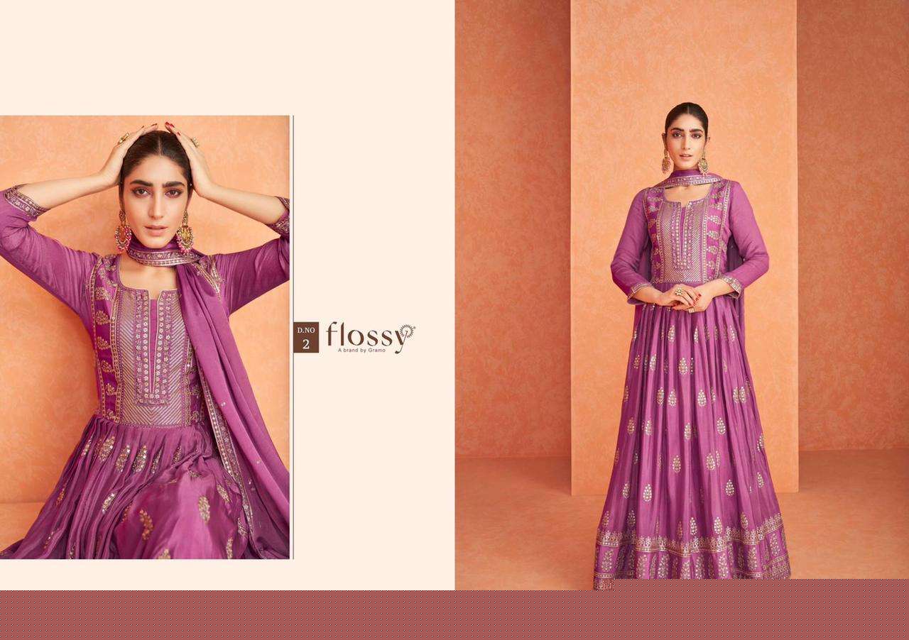NAKSH VOL-1 BY FLOSSY 1 TO 4 SERIES BEAUTIFUL SUITS COLORFUL STYLISH FANCY CASUAL WEAR & ETHNIC WEAR REAL GEORGETTE EMBROIDERED DRESSES AT WHOLESALE PRICE