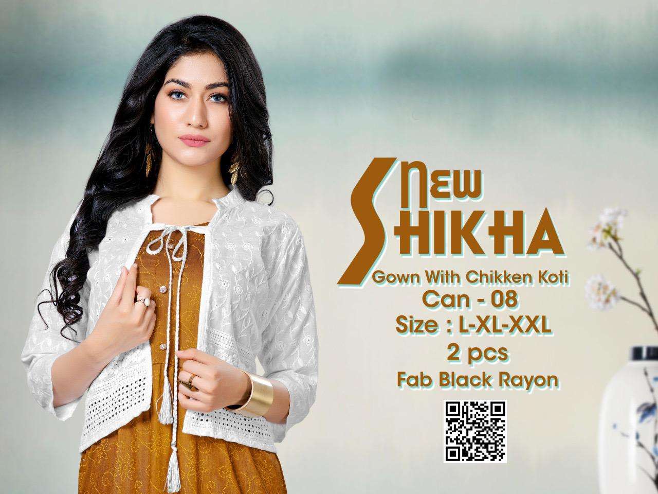 NEW SHIKHA BY BEAUTY QUEEN 101 TO 108 SERIES DESIGNER STYLISH FANCY COLORFUL BEAUTIFUL PARTY WEAR & ETHNIC WEAR COLLECTION RAYON KURTIS WITH JACKETS AT WHOLESALE PRICE