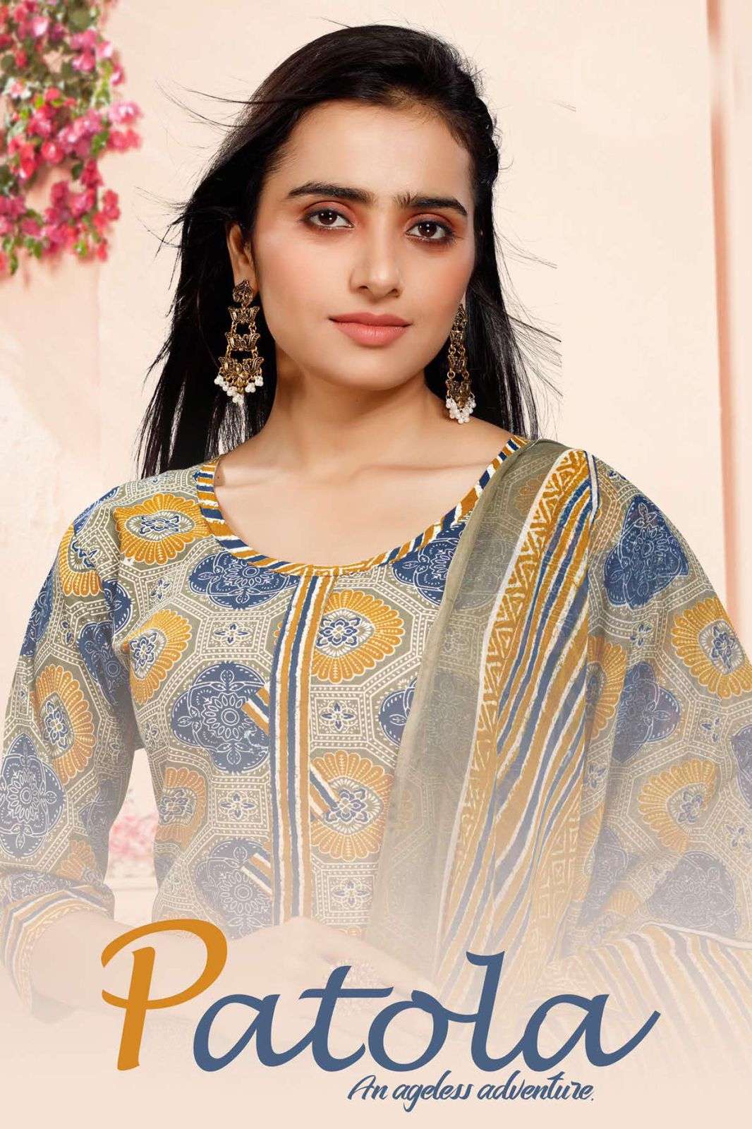 PATOLA BY BEAUTY QUEEN 1001 TO 1008 SERIES BEAUTIFUL PATIYALA SUITS COLORFUL STYLISH FANCY CASUAL WEAR & ETHNIC WEAR CAMBRIC PRINT DRESSES AT WHOLESALE PRICE