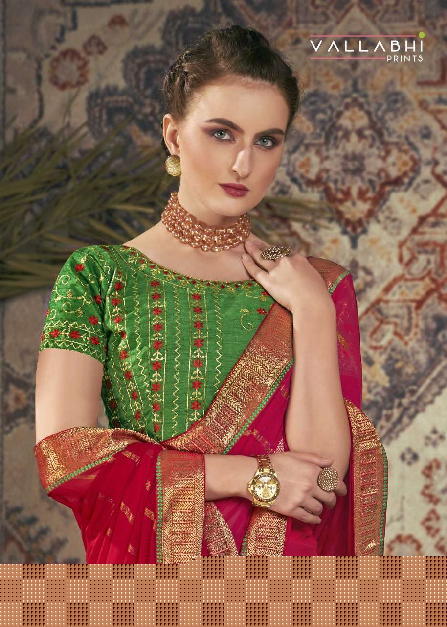 PINAKI BY VALLABHI PRINTS 15041 TO 15048 SERIES INDIAN TRADITIONAL WEAR COLLECTION BEAUTIFUL STYLISH FANCY COLORFUL PARTY WEAR & OCCASIONAL WEAR GEORGETTE PRINT SAREES AT WHOLESALE PRICE