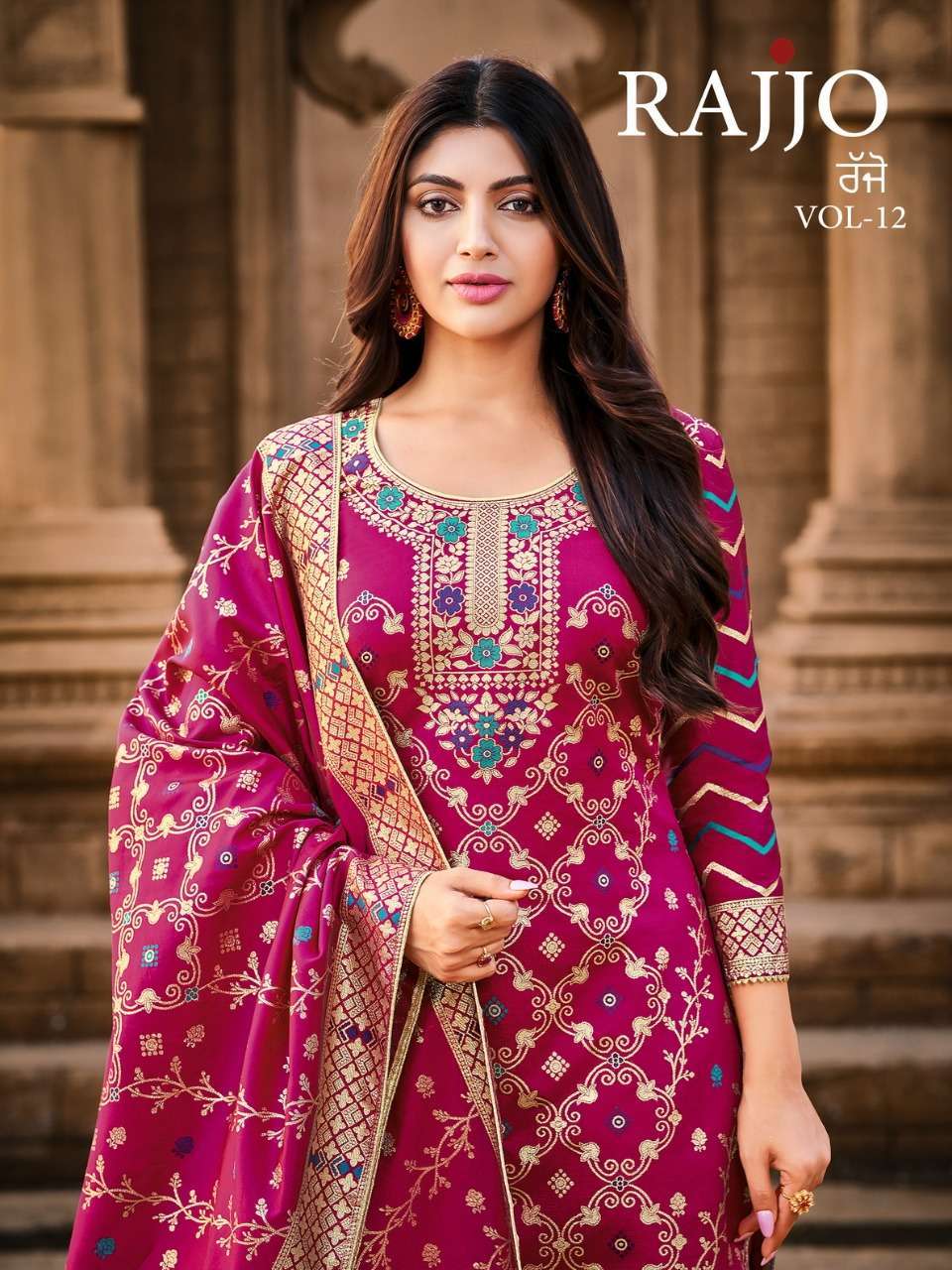 RAJJO VOL-12 BY A.M. CREATION 12001 TO 12006 SERIES BEAUTIFUL SUITS COLORFUL STYLISH FANCY CASUAL WEAR & ETHNIC WEAR JACQUARD SILK DRESSES AT WHOLESALE PRICE