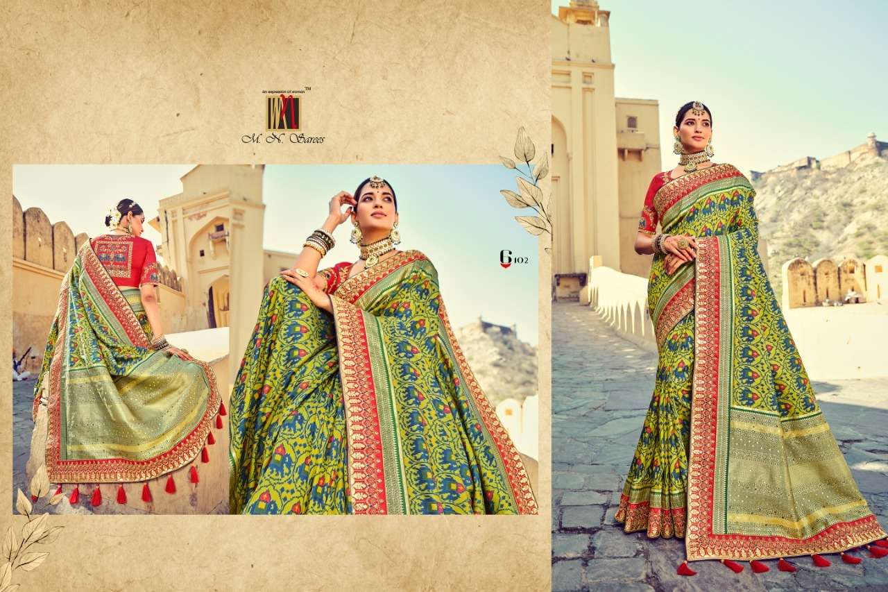 Raj Gharana Vol-2 By M N Sarees 6101 To 6115 Series Indian Traditional Wear Collection Beautiful Stylish Fancy Colorful Party Wear & Occasional Wear Pure Silk Sarees At Wholesale Price