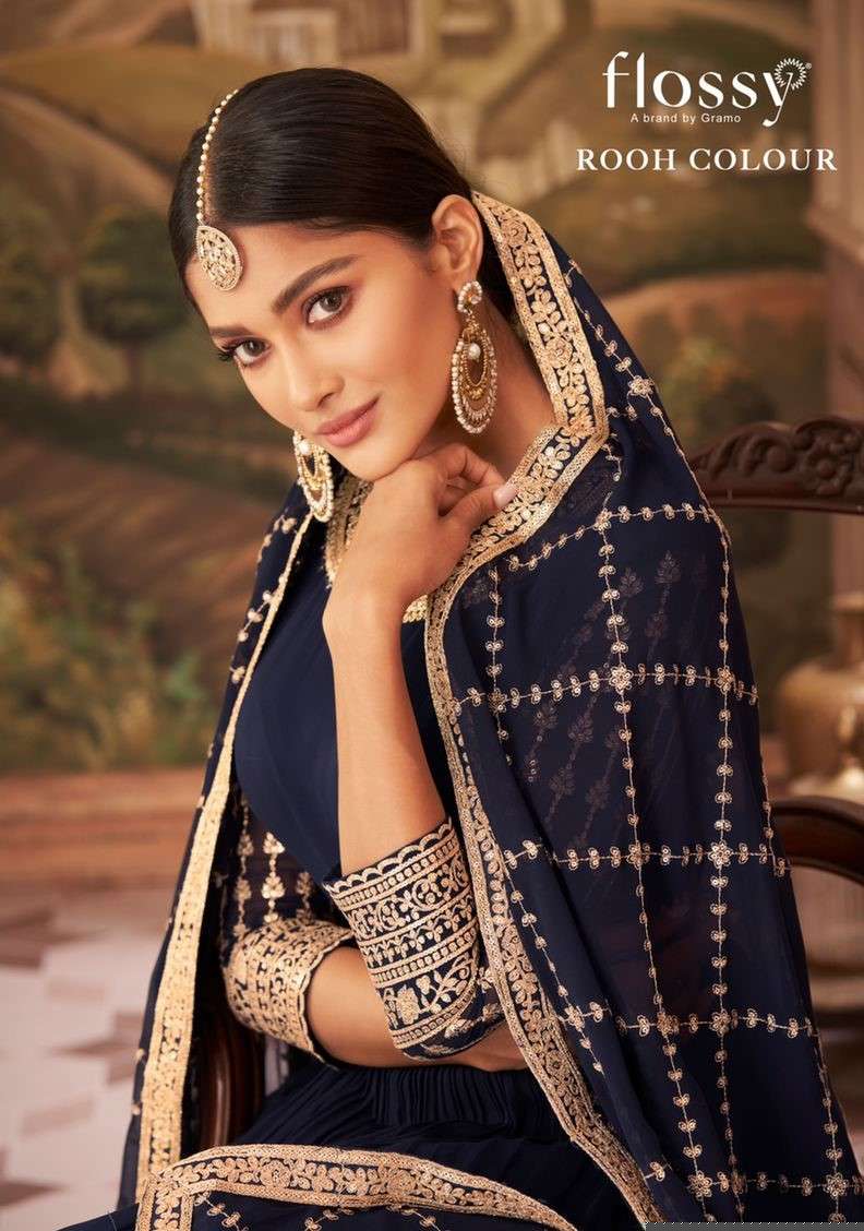 ROOH COLOUR BY FLOSSY 21-A TO 21-D SERIES BEAUTIFUL ANARKALI SUITS COLORFUL STYLISH FANCY CASUAL WEAR & ETHNIC WEAR HEAVY REAL GEORGETTE DRESSES AT WHOLESALE PRICE