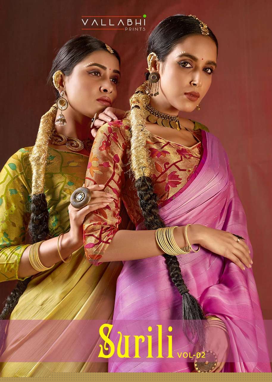 SURILI VOL-2 BY VALLABHI PRINTS 14831 TO 14838 SERIES INDIAN TRADITIONAL WEAR COLLECTION BEAUTIFUL STYLISH FANCY COLORFUL PARTY WEAR & OCCASIONAL WEAR CHIFFON PRINT SAREES AT WHOLESALE PRICE