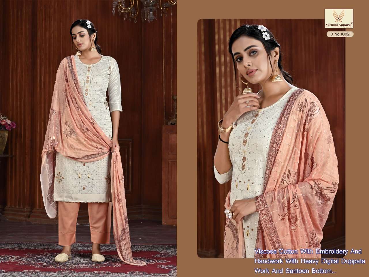 SHAMSHAD BY VARUSHI APPAREL 1001 TO 1005 SERIES BEAUTIFUL SUITS COLORFUL STYLISH FANCY CASUAL WEAR & ETHNIC WEAR VISCOSE COTTON DRESSES AT WHOLESALE PRICE